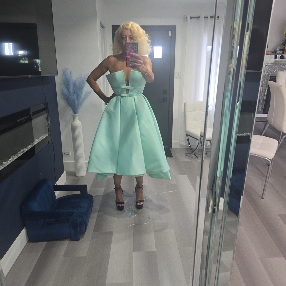 Lia Stublla Original Elegant Strapless Mint Green Dress